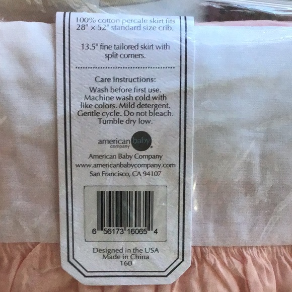 Crib Skirt In Blush pink 100% Percale - Picture 2 of 3